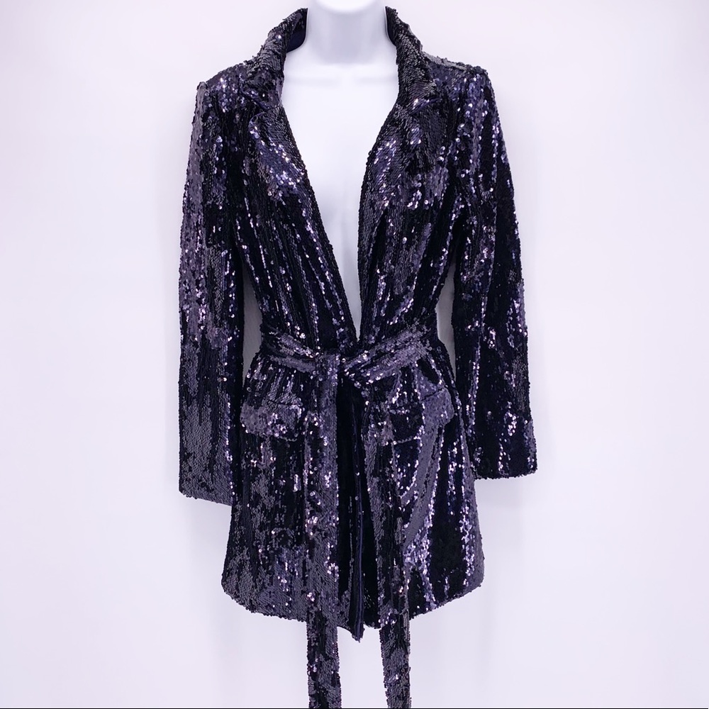 L’Academie Sequin Tie Front Blazer Size Small